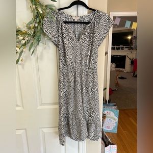 LOFT Black and White Patterned Dress